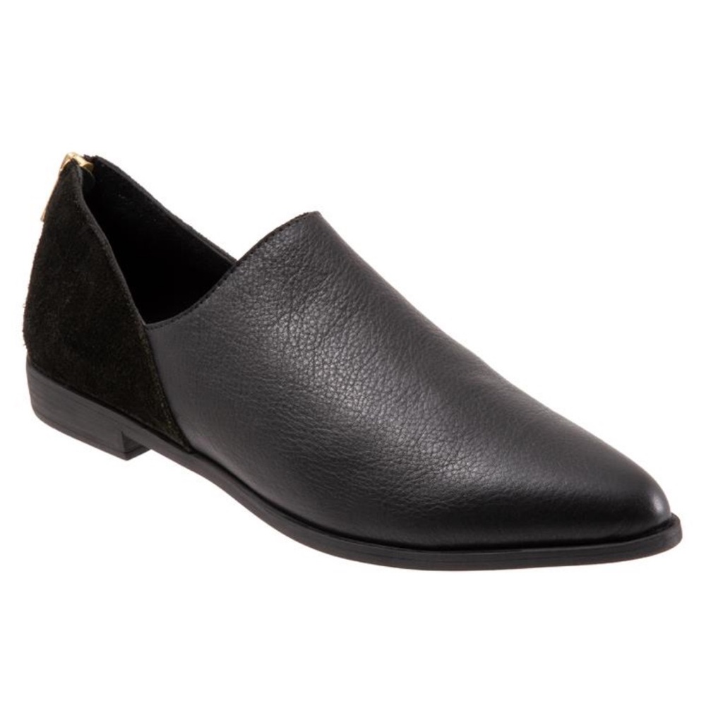 BUENO The Beau Pointed Toe Leather Suede Slip On Black Flat Women's Size‎ 7.5/8